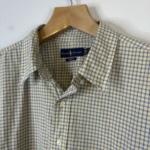 Ralph Lauren Mens Sz 3XB Big Blue Yellow‎ Check Classic Fit Button Down Shirt